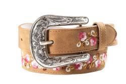 Angel Ranch Girls Belt 1 1/4&quot; Embroidered Flowers