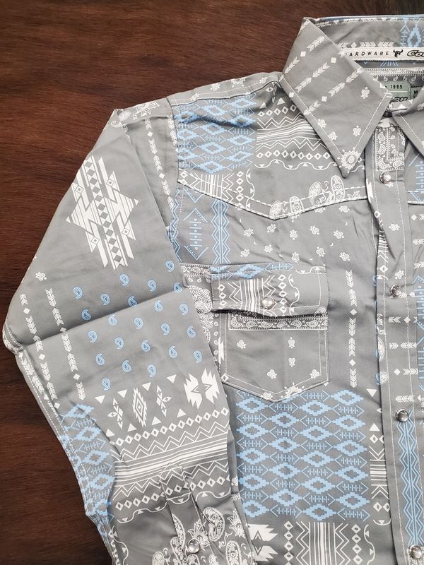 Aztec Bandana Print Long Sleeve Snap