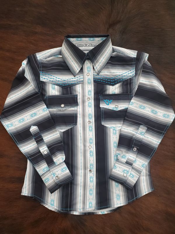 Striped Serape LS Print Snap