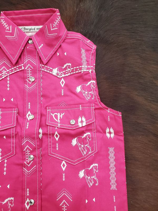 Horse Aztec Sleeveless Print Snap