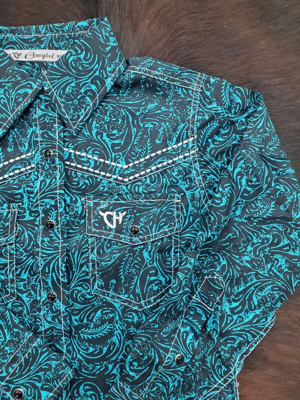Tooled Leather LS Print Snap