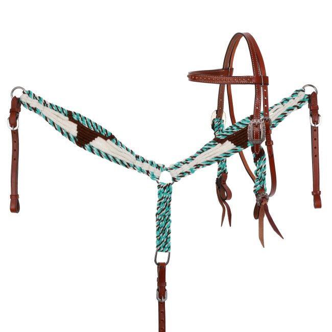 Cobalt Horns Mohair Browband Headstall and Breastcollar Set