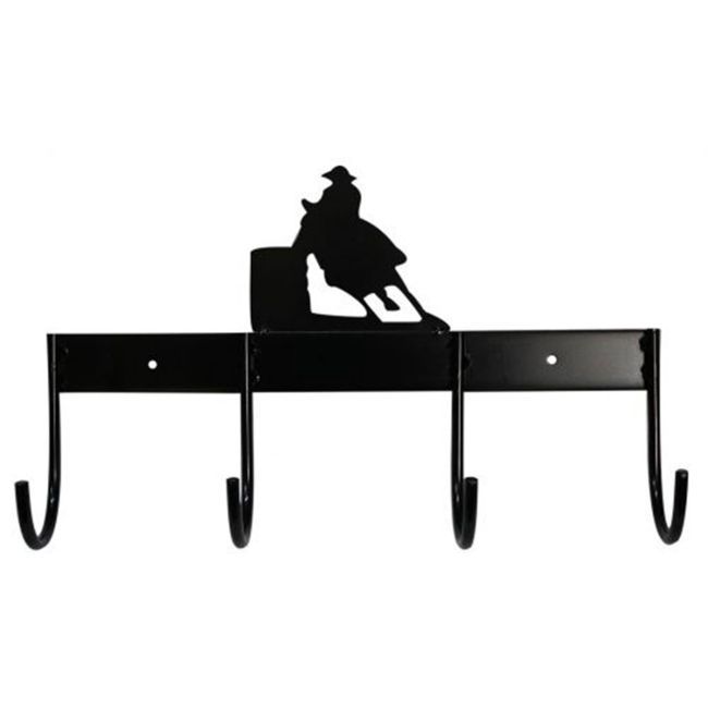 4 Hook Tack Rack with Barrel Horse, Color: Black