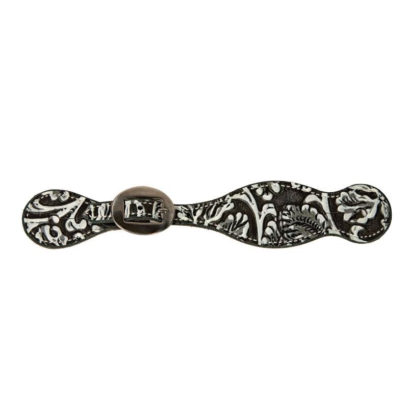 Ladies Black &amp; White Paisley Spur Strap