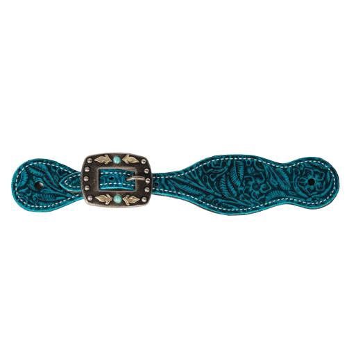 Ladies Aqua Floral Spur Strap