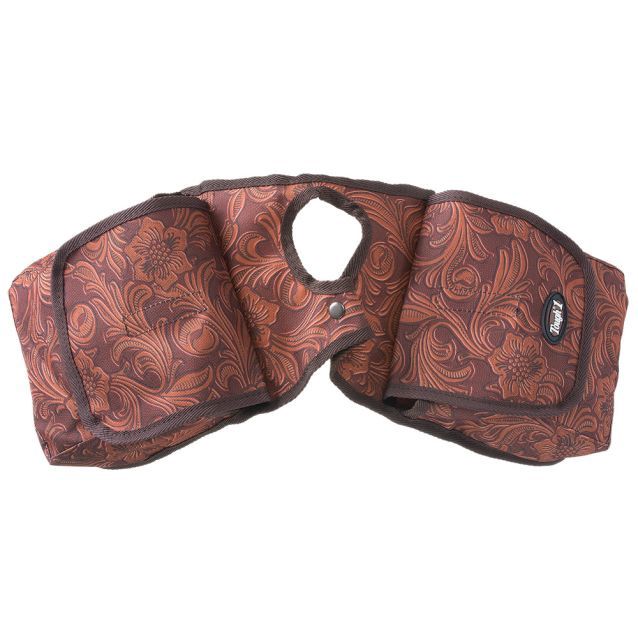 Nylon Pommel Bag, Color: Brown Tooled Leather