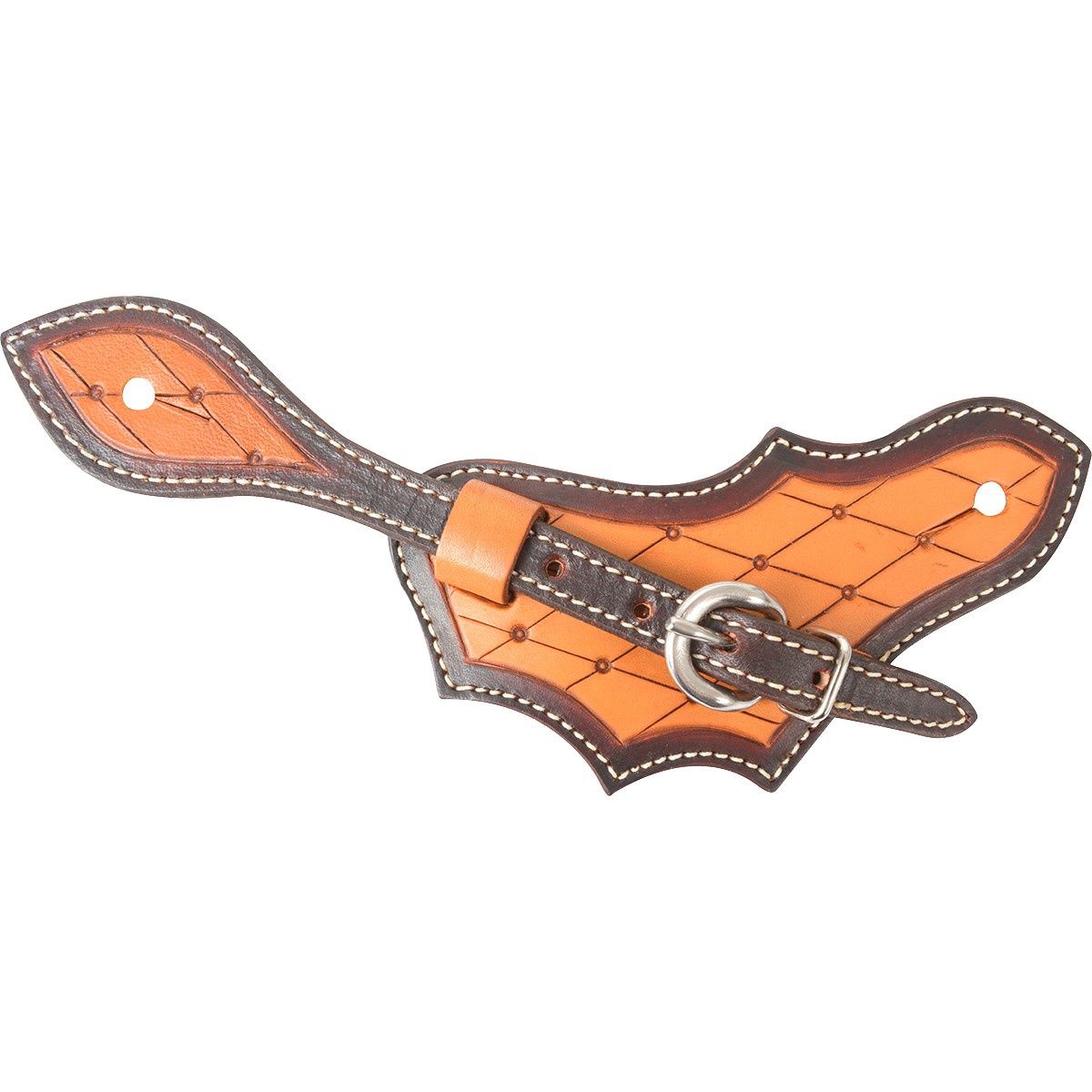 Oak Leaf Spurstraps with Dyed Edge and Quilted Tooling