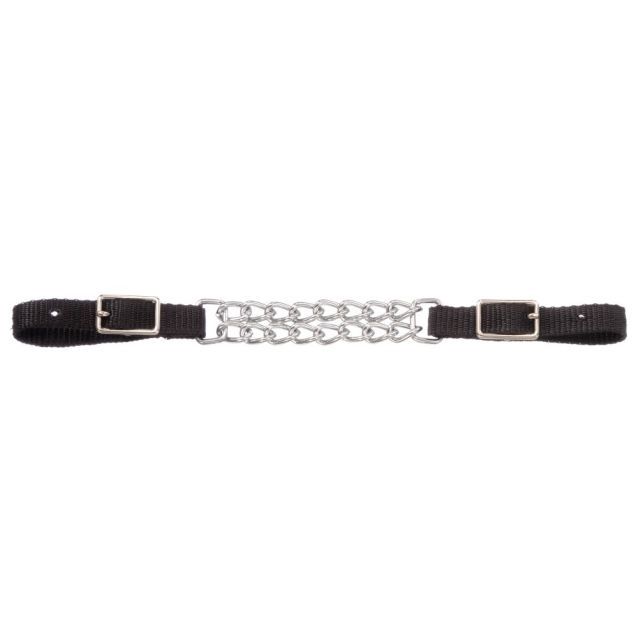 Nylon Curb Strap with Double Chain, Color: Black