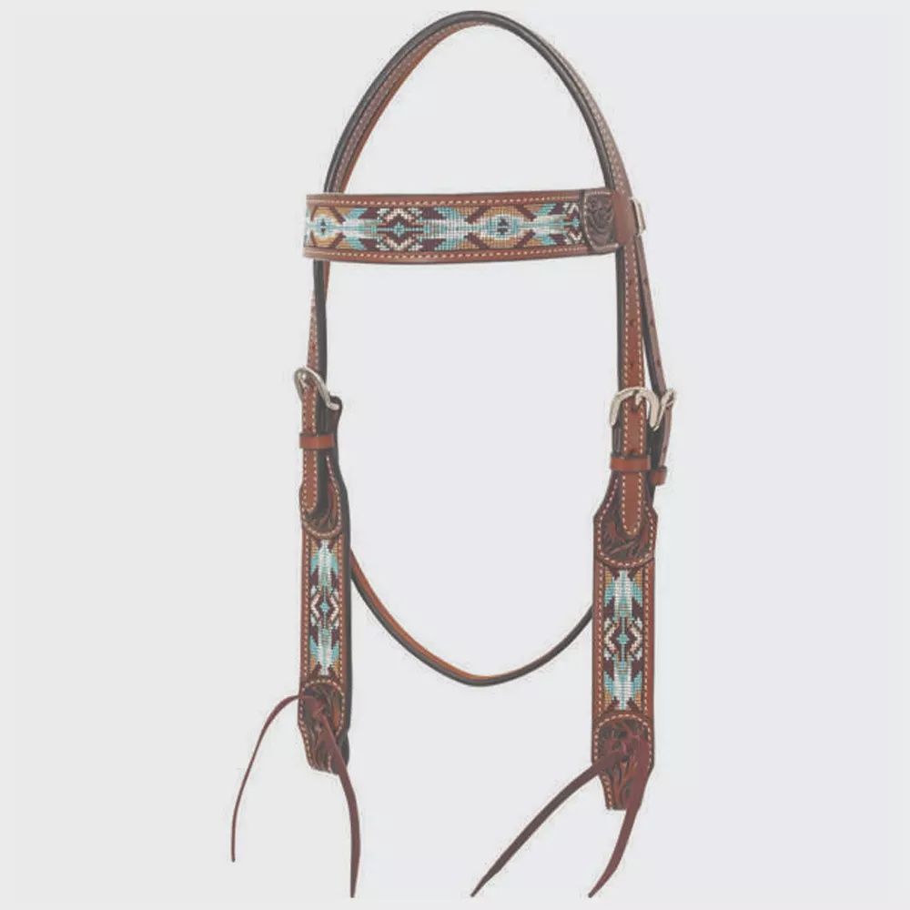 Buckskin Beaded Browband Headstall