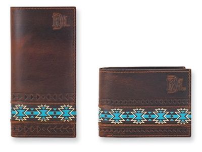 Chestnut &amp; Turq Aztec Wallet- Various Sizes!