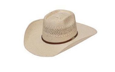Twister Jute Straw Western Hat with Brown Leather Band