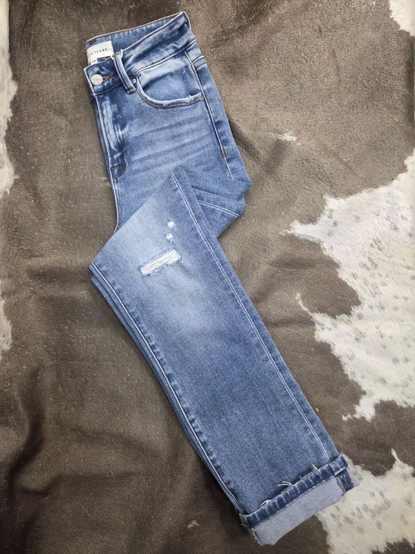High Rise Ankle Straight Jeans