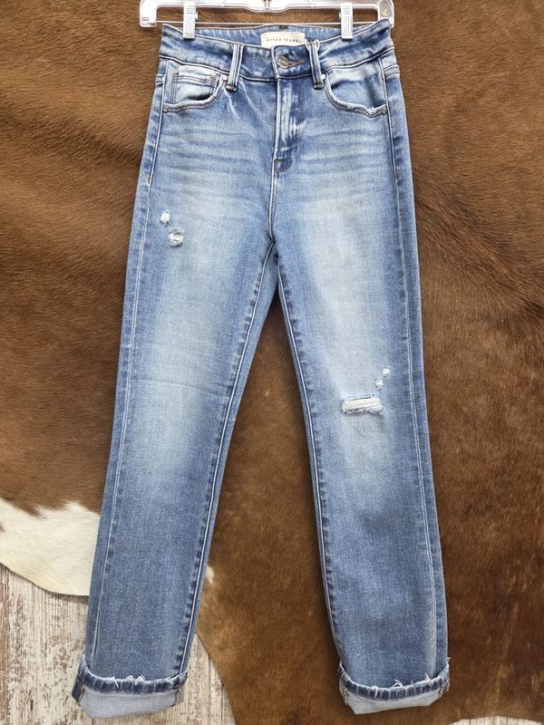 High Rise Ankle Straight Jeans