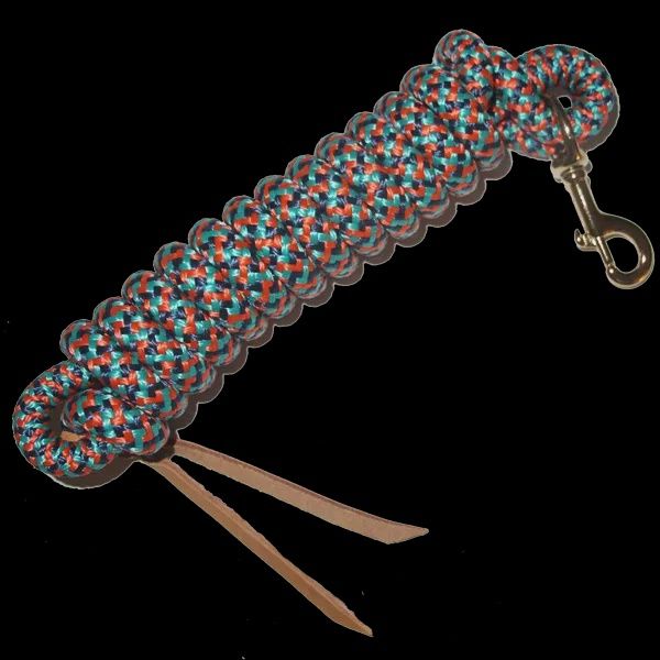 Cowboy Lead Rope, Color: Orange/Navy/Turquoise
