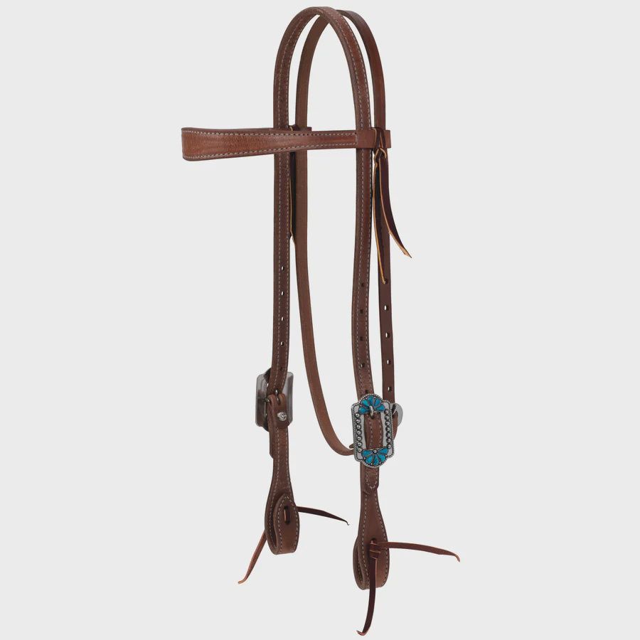 Protack® Slim Brow Headstall with Turquoise Flower Buckle