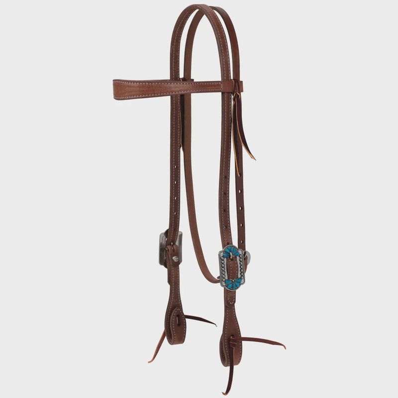 Protack® Slim Brow Headstall with Turquoise Flower Buckle