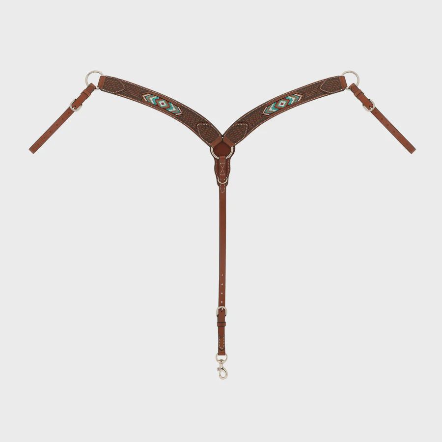 Beaded Contoured Breast Collar, Chestnut