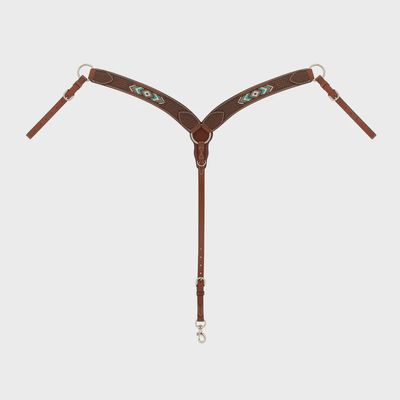 Beaded Contoured Breast Collar, Chestnut