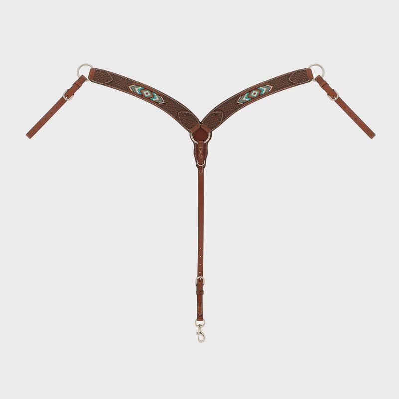 Beaded Contoured Breast Collar, Chestnut