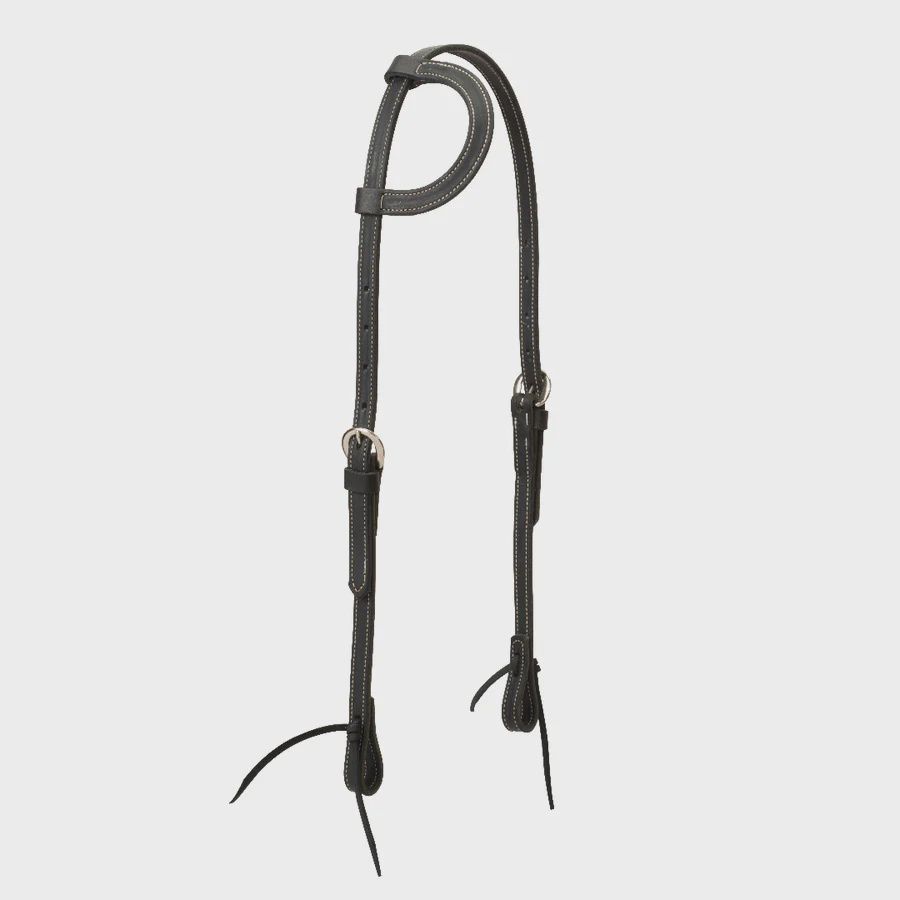 Black Leather Flat Sliding Ear Headstall
