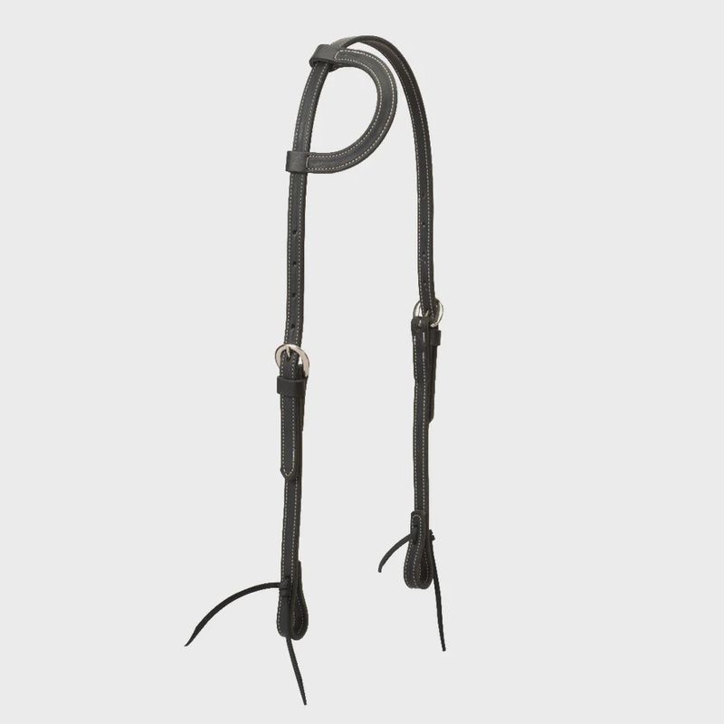 Black Leather Flat Sliding Ear Headstall