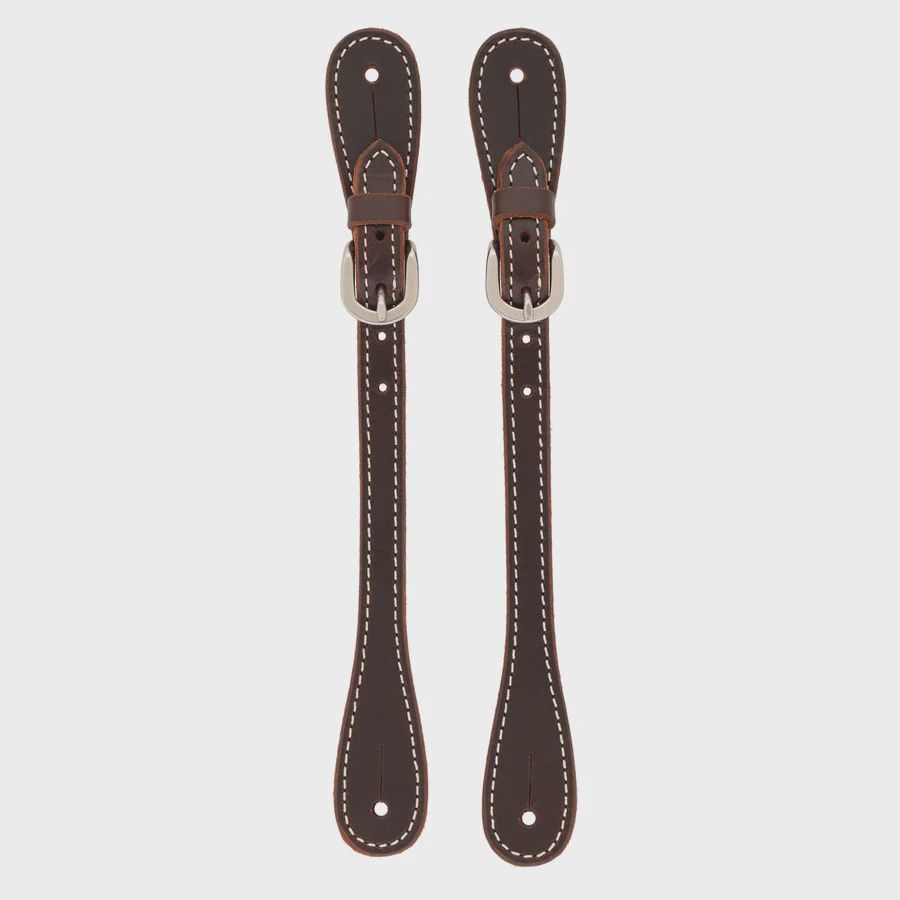 Thin Buffalo Leather Spur Straps, Burgundy