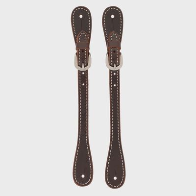 Thin Buffalo Leather Spur Straps, Burgundy