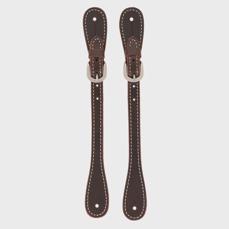 Thin Buffalo Leather Spur Straps, Burgundy