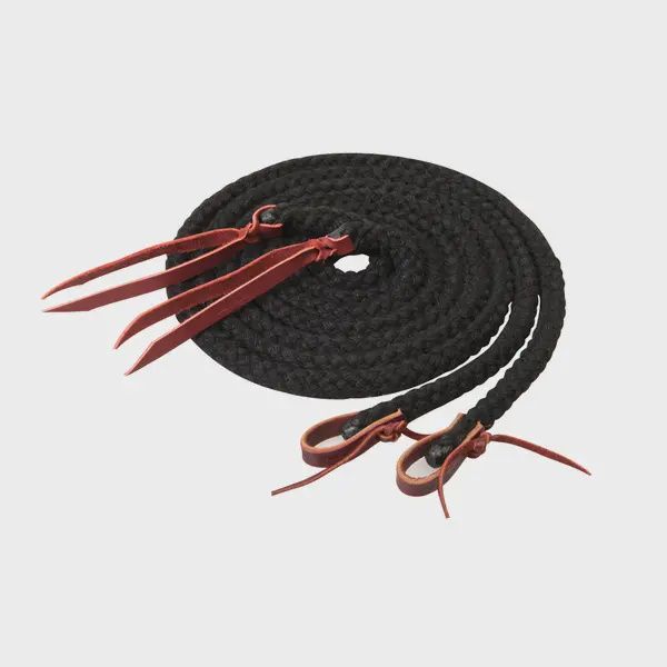 Silvertip Hollow Braid Split Reins, 5/8&quot; x 8&#39;, Color: Black