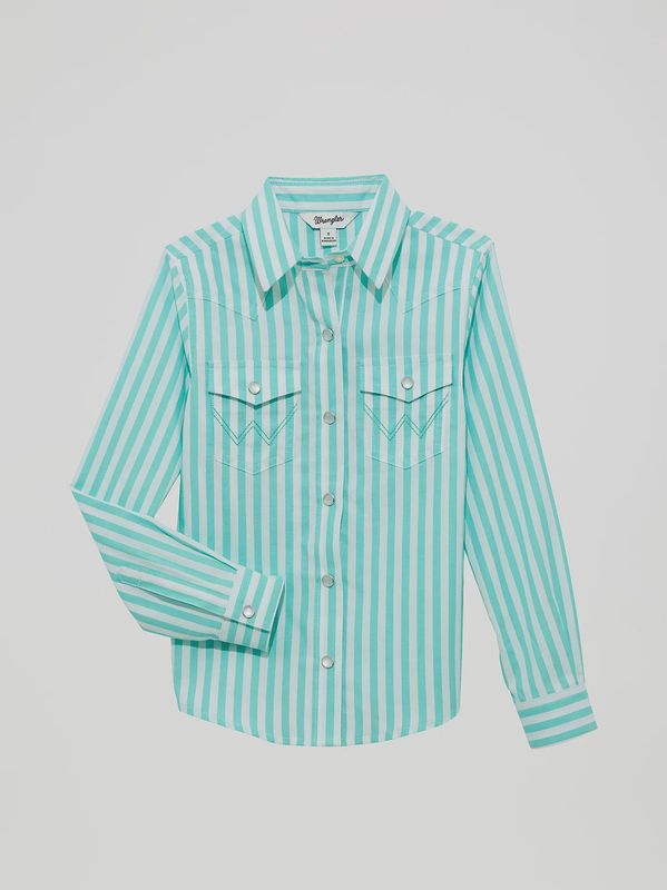 Girl&#39;s Striped Western Snap Shirt
