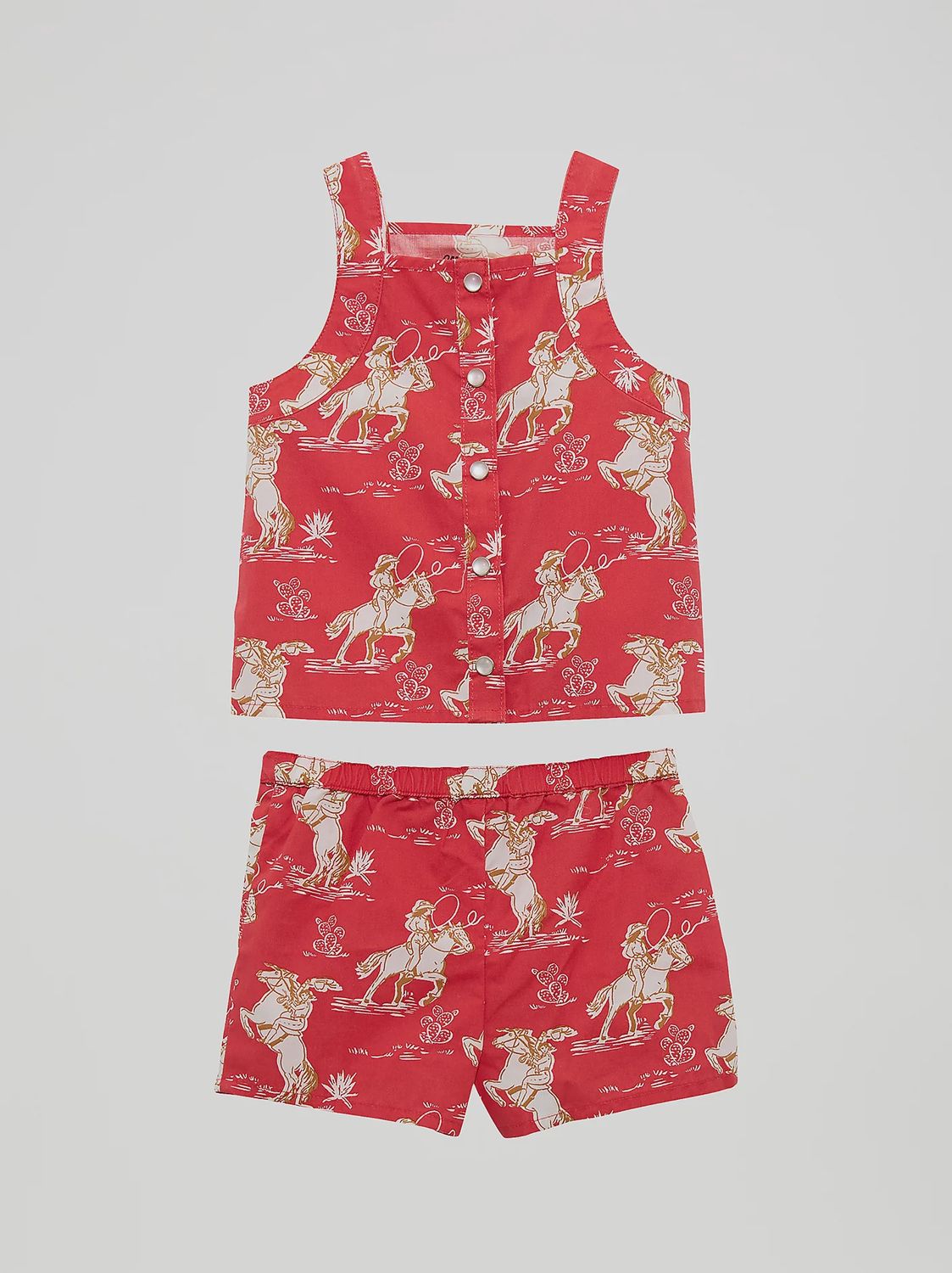 Little Girl&#39;s Western Print Shorts Set