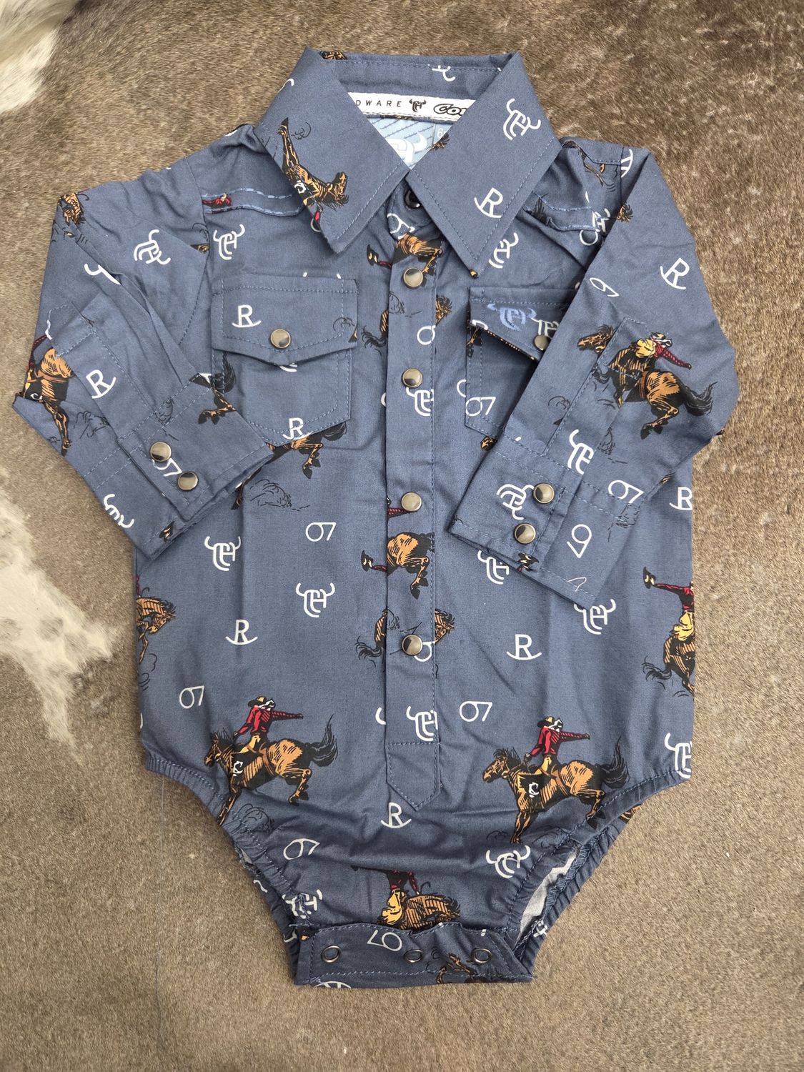 Vintage Bronc LS Romper-Assorted Colors!