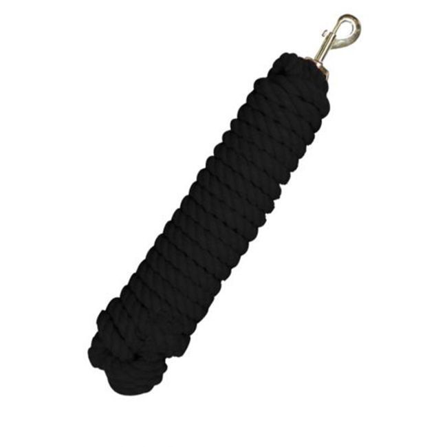 25&#39; Braided Cotton Lunge Line with Brass Snap, Color: Black