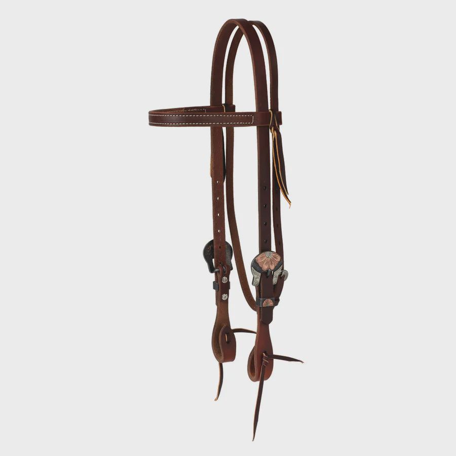 Working Tack Browband Headstall with Flower Buckle