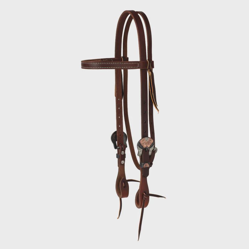 Working Tack Browband Headstall with Flower Buckle