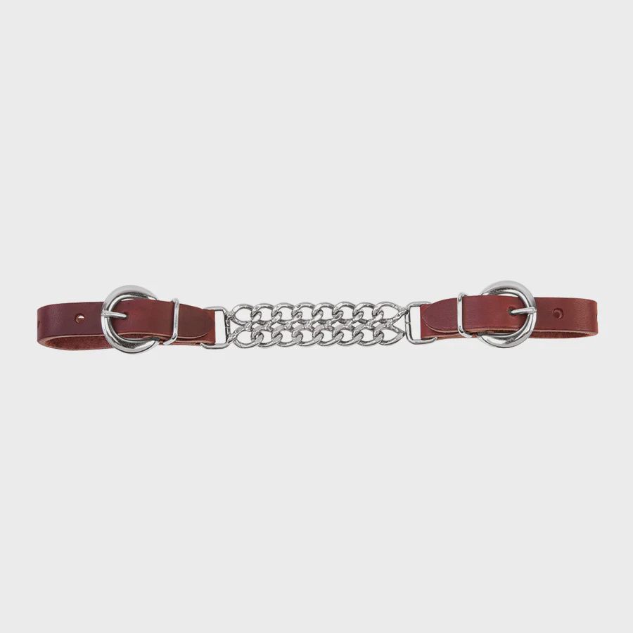 Latigo Leather 4-1/4&quot; Double Flat Link Chain Curb Strap