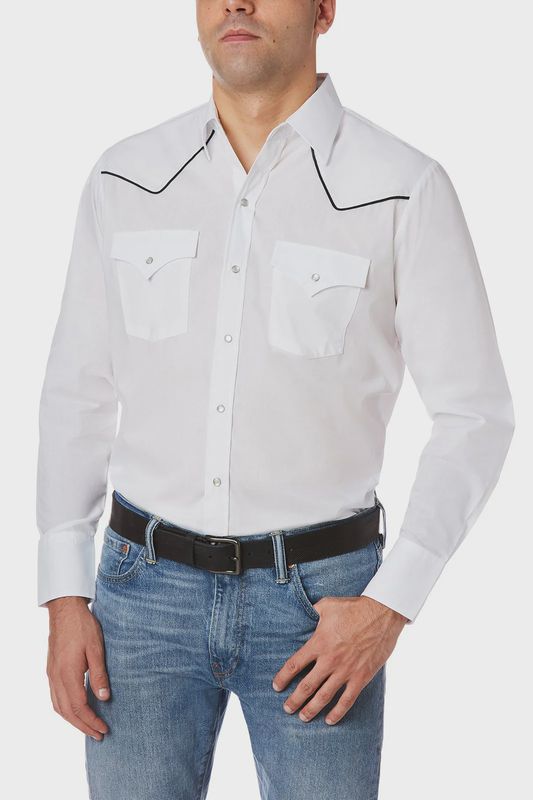 Western Snap Shirt with Contrast Piping