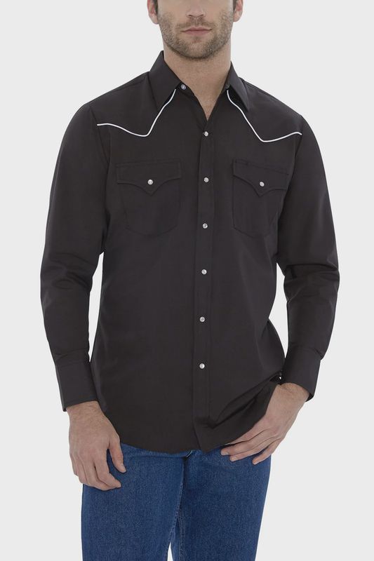 Western Snap Shirt with Contrast Piping