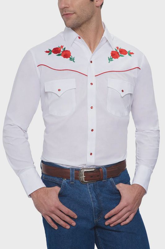 Western Snap with Rose Embroidery-Various Colors!