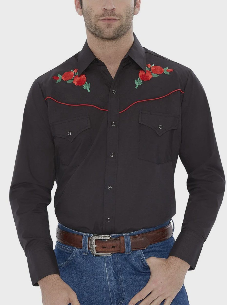 Western Snap with Rose Embroidery-Various Colors!