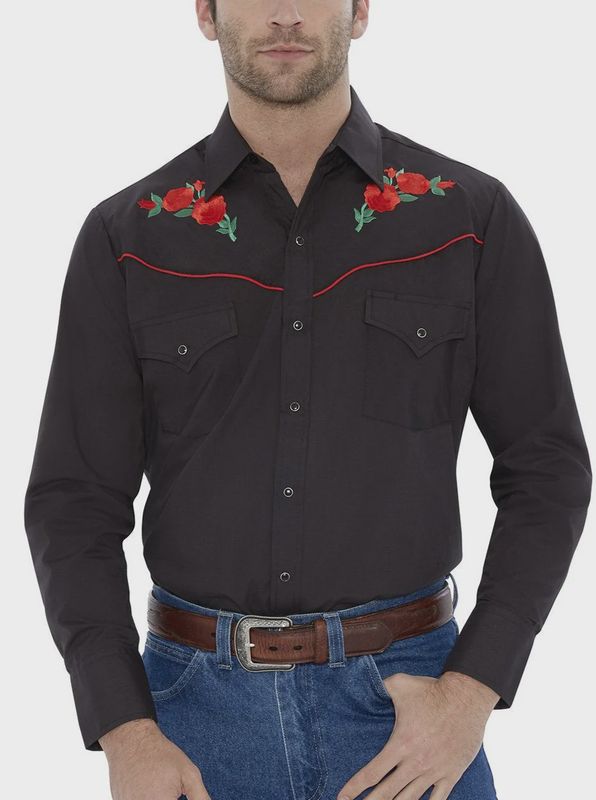 Western Snap with Rose Embroidery-Various Colors!