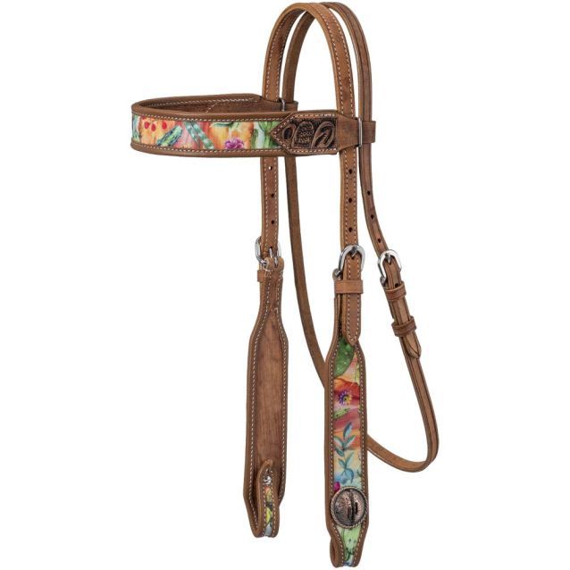 Silver Royal Cactus Print Browband Headstall