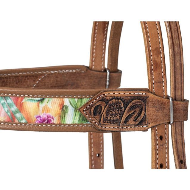 Silver Royal Cactus Print Browband Headstall