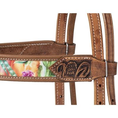 Silver Royal Cactus Print Browband Headstall