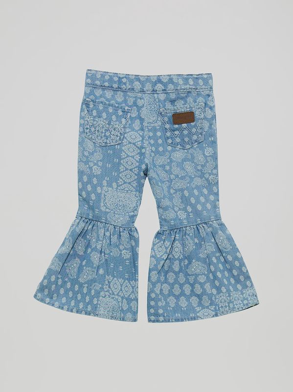 Little Girl&#39;s Bandana Print Ruffle Flare Jean