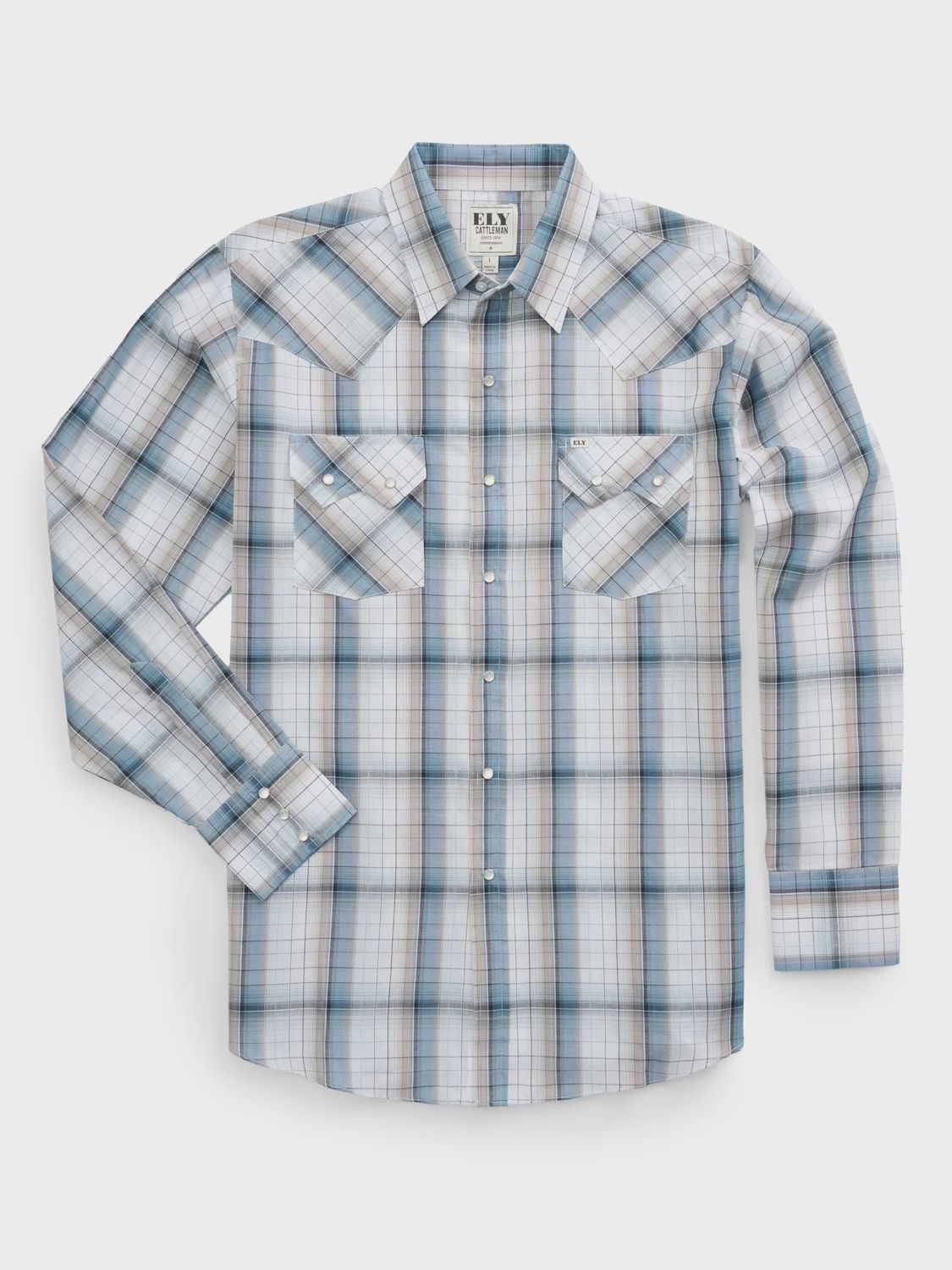 Long Sleeve Textured Plaid Western Snap Shirt