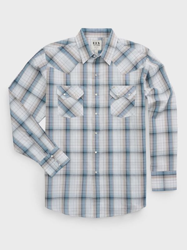 Long Sleeve Textured Plaid Western Snap Shirt