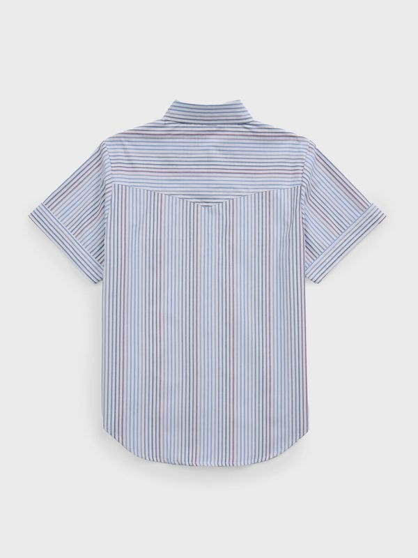 White Multi Stripe Short Sleeve Shirt