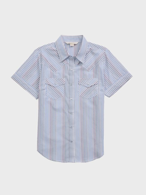 White Multi Stripe Short Sleeve Shirt