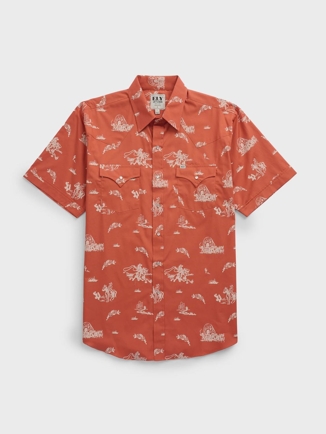 Cattleman Short Sleeve Cowboy Western Snap Shirt-Various Colors, Color: Rust, Size: M